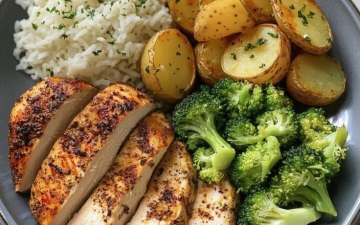 sheet pan chicken potatoes and broccoli
