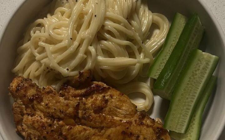 skillet pasta with ground beef and cucumber