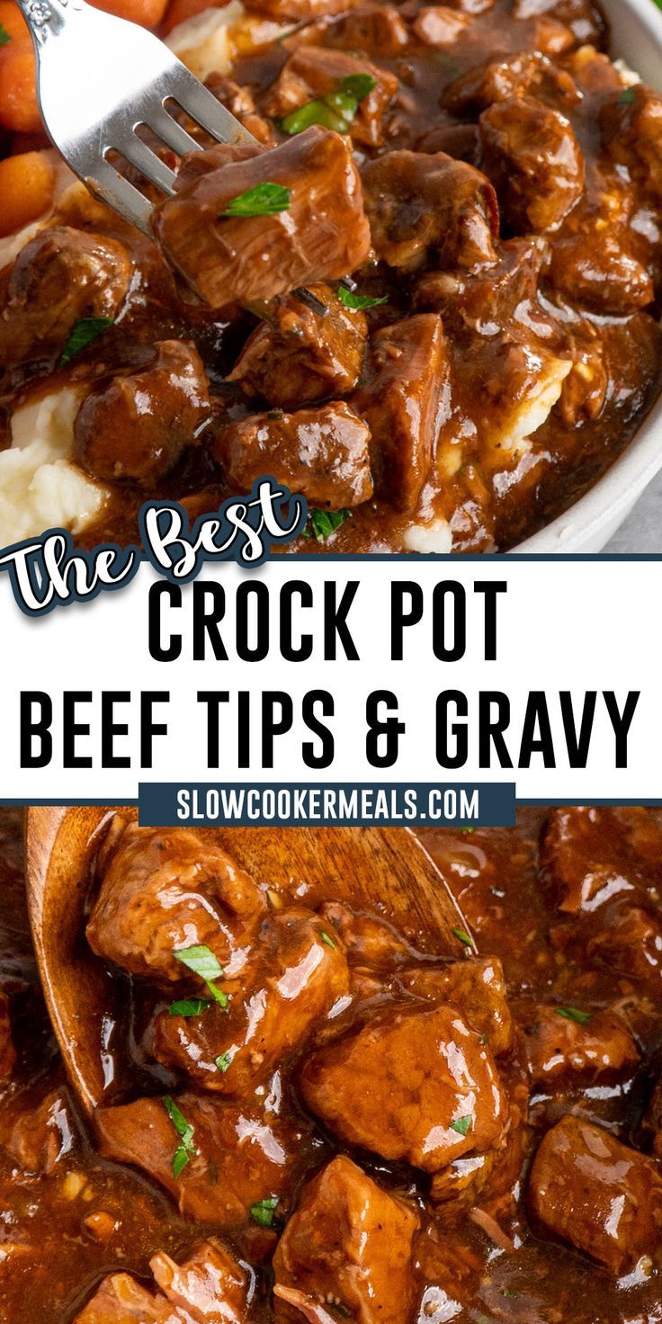 Best Crock Pot Beef Tips and Gravy